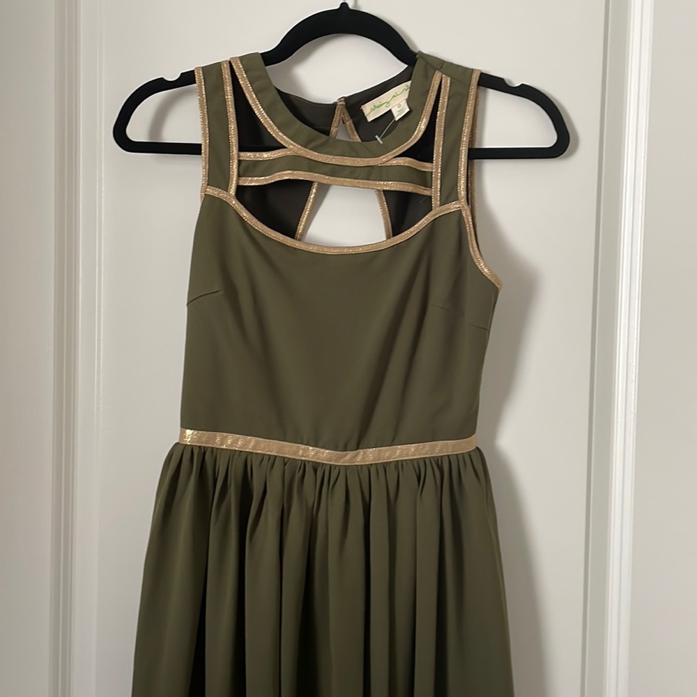 Staring at Stars Grecian Maxi Dress Green and Gold Size 0